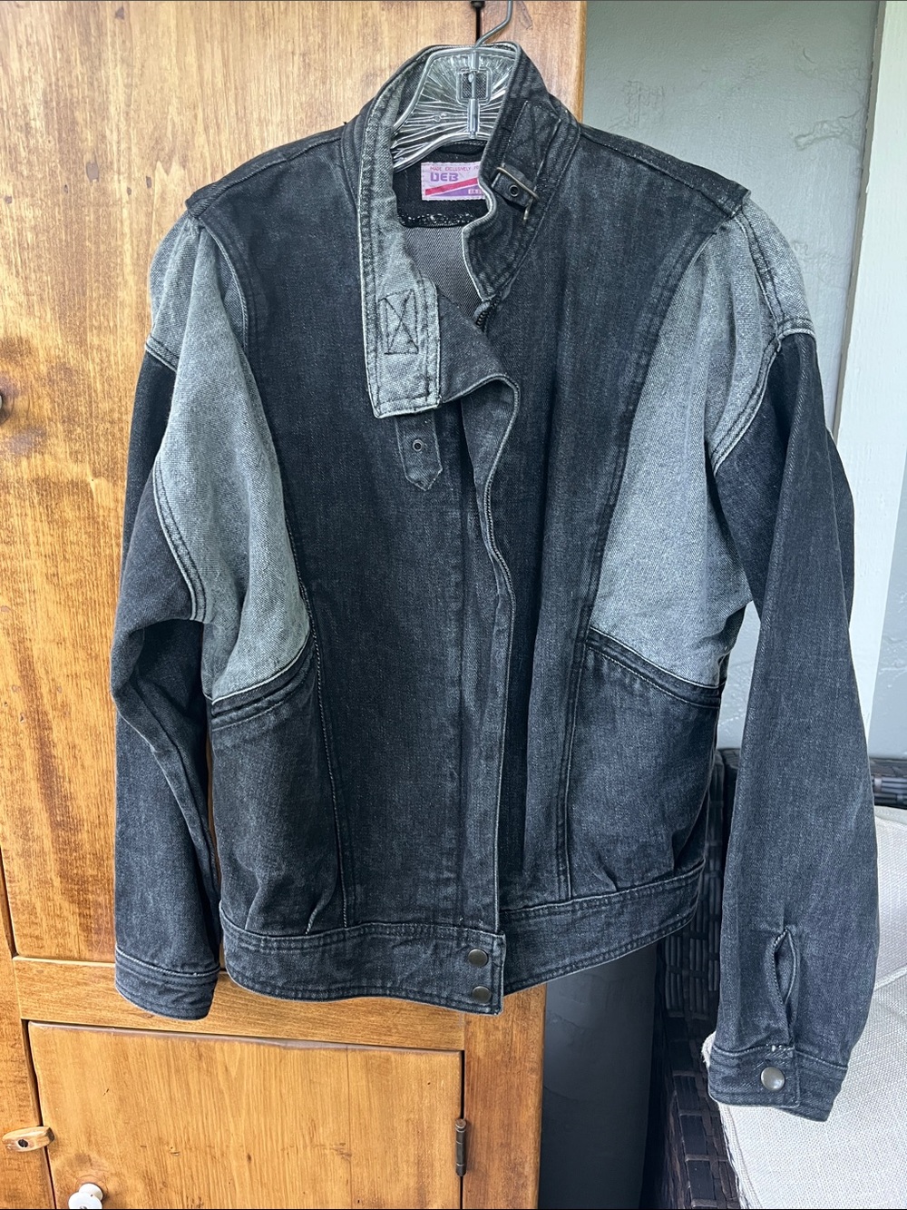 Vintage DEB small Two-Tone Black & Gray Denim Jacket EUC